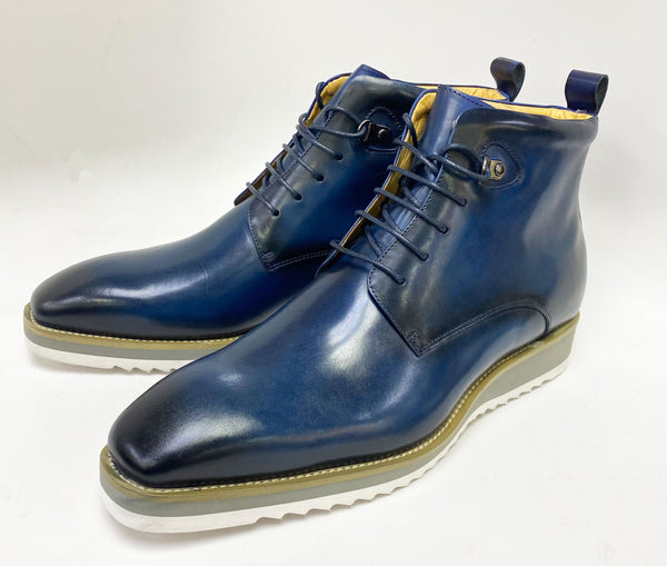 Maurice Burnished Calfskin Boot - Navy