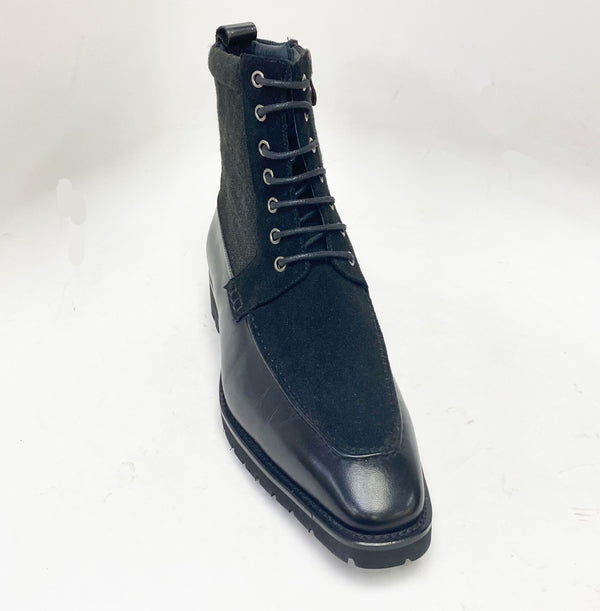 C&E Shoes Calfskin Suede Boot - Black