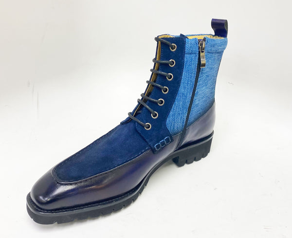 C&E Shoes Calfskin Suede Boot - Blue
