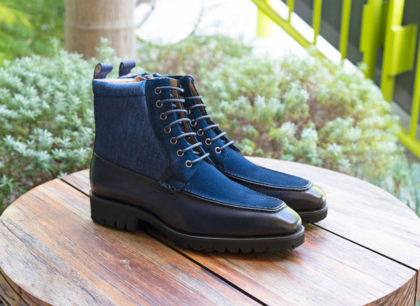 C&E Shoes Calfskin Suede Boot - Blue