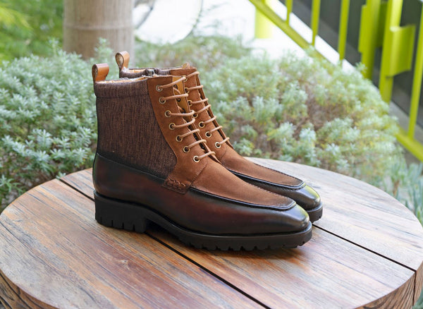 C&E Shoes Calfskin Suede Boot - Brown