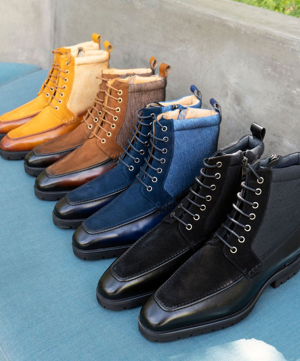C&E Shoes Calfskin Suede Boot - Cognac/Yellow