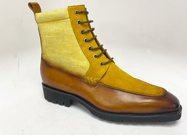 C&E Shoes Calfskin Suede Boot - Cognac/Yellow
