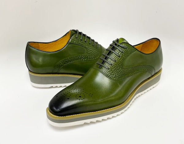 Maurice Calfskin Lace-Up Shoe - Olive