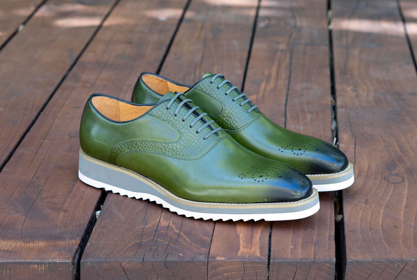 Maurice Calfskin Lace-Up Shoe - Olive