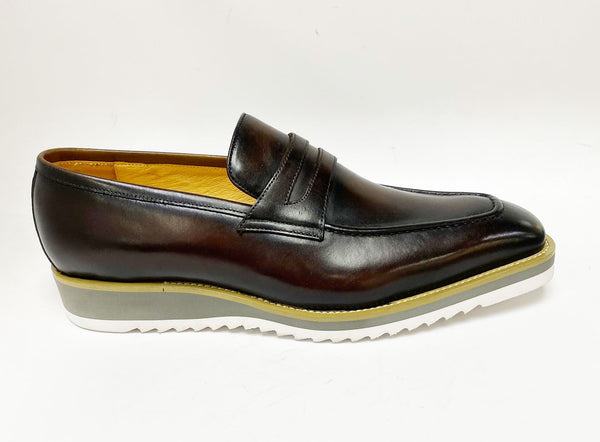 Carrucci Calfskin Penny Loafer - Chestnut
