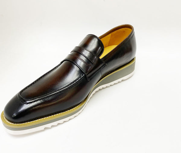 Carrucci Calfskin Penny Loafer - Chestnut