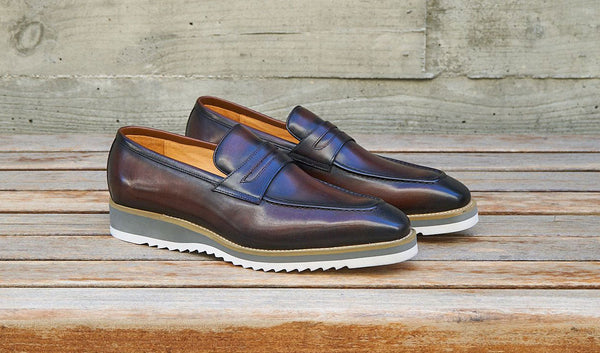 Carrucci Calfskin Penny Loafer - Chestnut