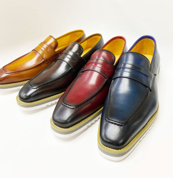 Carrucci Calfskin Penny Loafer - Cognac