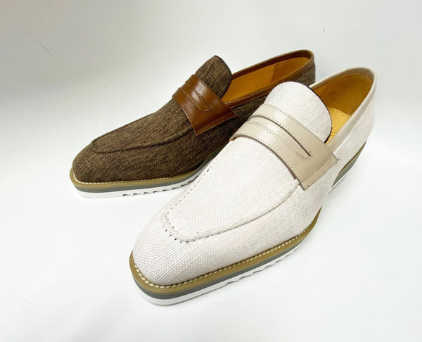 C&E Canvas Calfskin Loafer - Cream