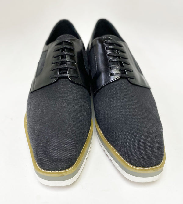 C&E Leather & Fabric Lace-up Oxford - Black