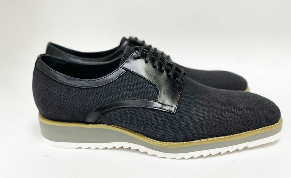 C&E Leather & Fabric Lace-up Oxford - Black