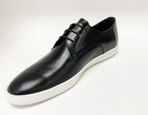 C&E Shoes Calfskin Lace-Up Sneaker - Black