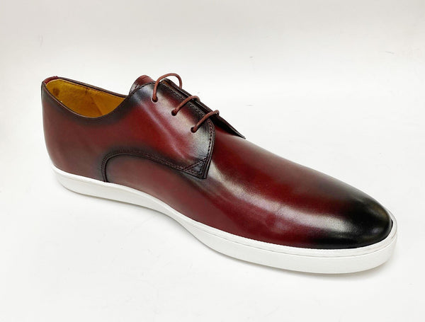 C&E Shoes Calfskin Lace-Up Sneaker - Burgundy