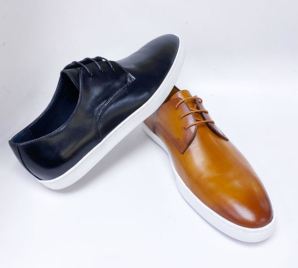 C&E Shoes Calfskin Lace-Up Sneaker - Black