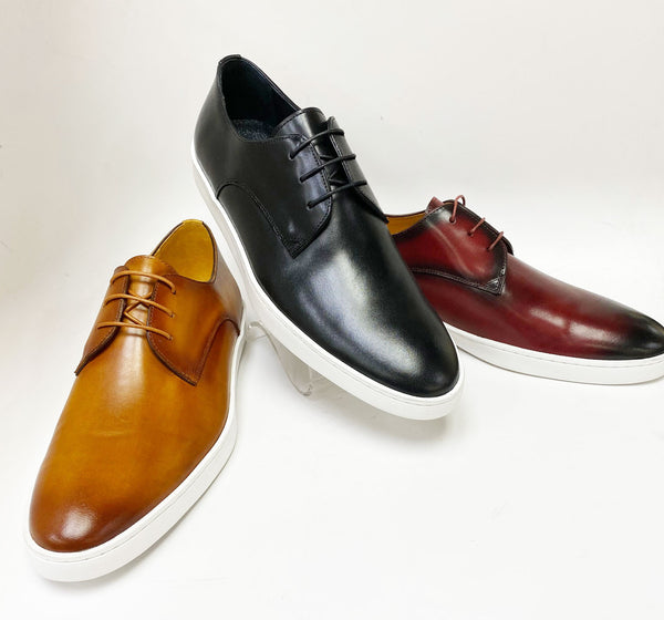 C&E Shoes Calfskin Lace-Up Sneaker - Black