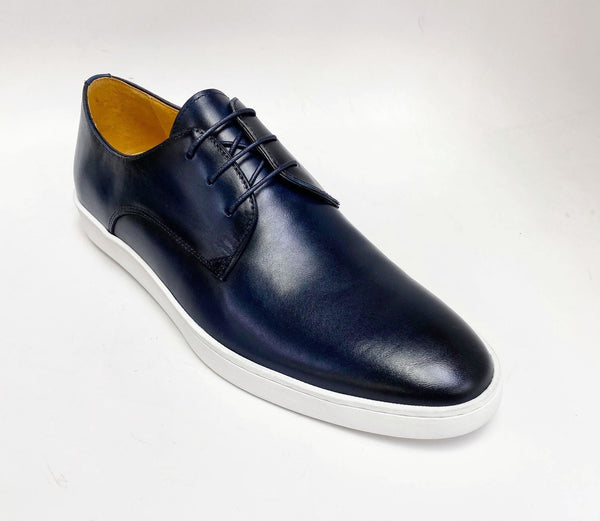C&E Shoes Calfskin Lace-Up Sneaker - Navy