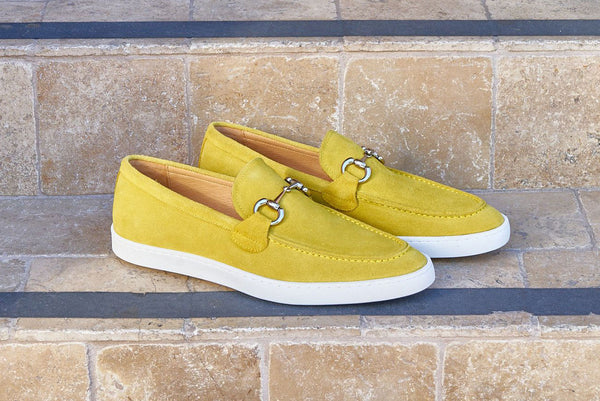 C&E Shoes Suede Horsebit Sneaker - Yellow