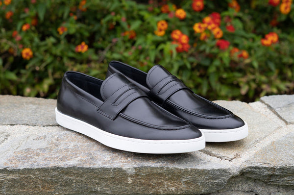C&E Shoes Calfskin Slip-On Loafer - Black