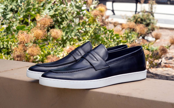 C&E Shoes Calfskin Slip-On Loafer - Black