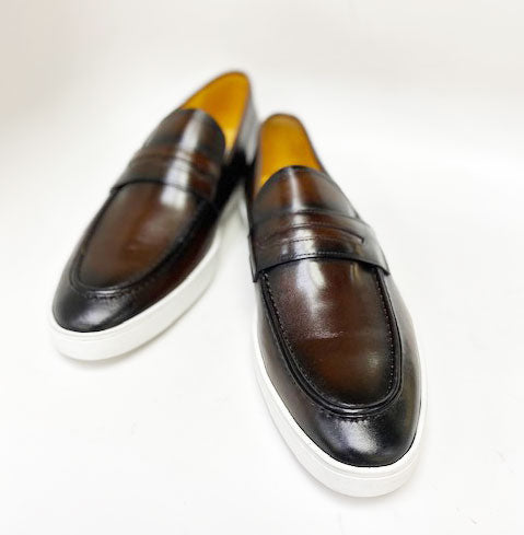 C&E Shoes Calfskin Slip-On Loafer - Chestnut