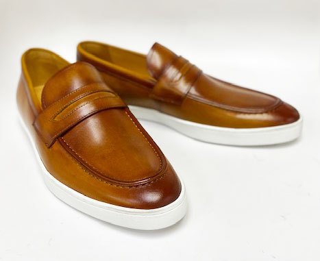 C&E Shoes Calfskin Slip-On Loafer - Cognac