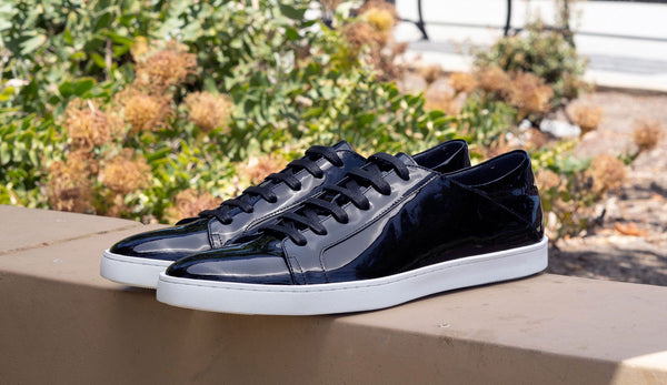 C&E Shoes Calfskin Lace-Up Sneaker - Black
