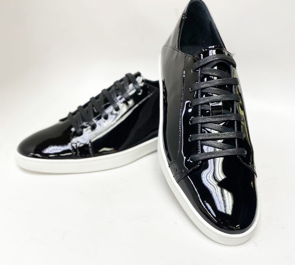 C&E Shoes Calfskin Lace-Up Sneaker - Black