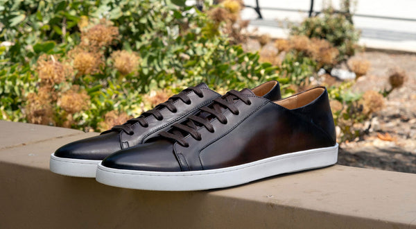 C&E Shoes Calfskin Lace-Up Sneaker - Chestnut