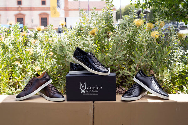 C&E Shoes Calfskin Lace-Up Sneaker - Black