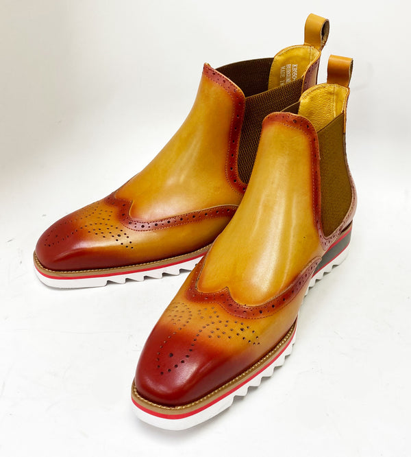 C&E Shoes Calfskin Wingtip Boot - Cognac