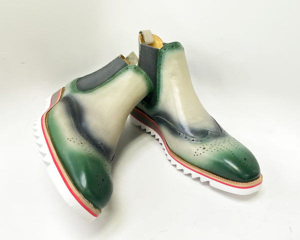 C&E Shoes Calfskin Wingtip Boot - Green