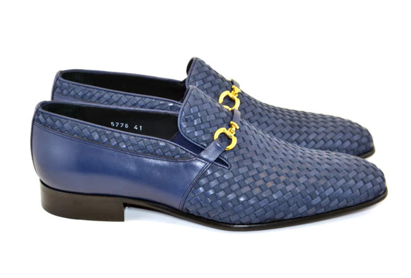 Corrente Woven Calfskin Suede Shoe - Blue