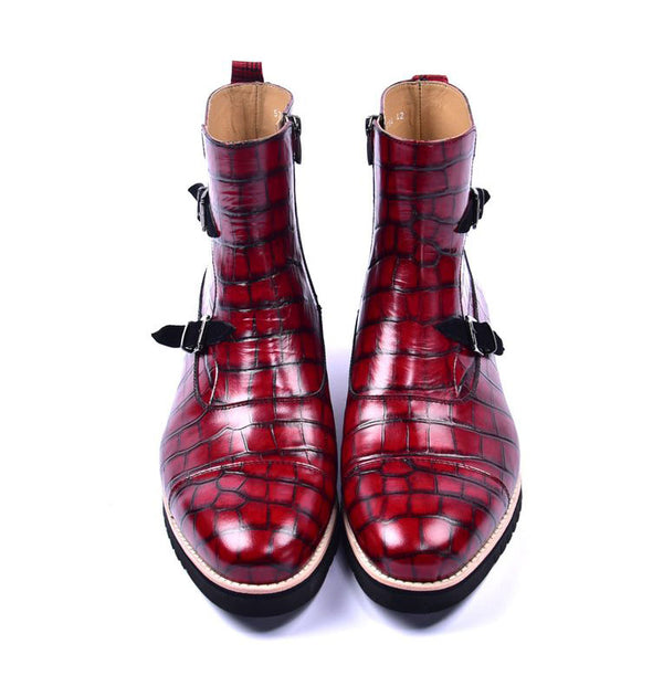 Corrente Crocodile Calfskin Boot - Red