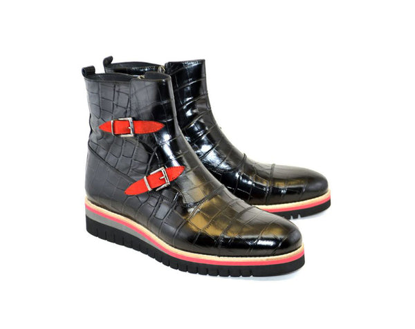 Corrente Crocodile Calfskin Boot - Black