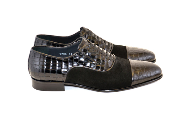 Corrente Calfskin Suede Oxford - Black