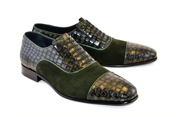 Corrente Calfskin Suede Oxford - Green