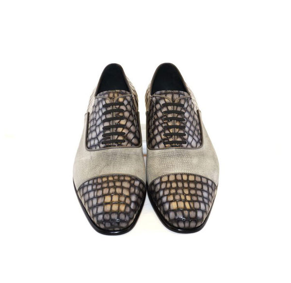 Corrente Calfskin Suede Oxford - Grey