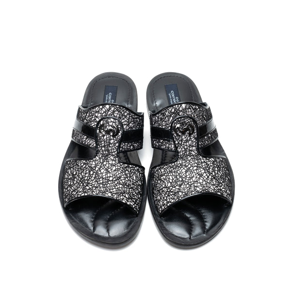 Corrente Linen Calfskin Sandal - Black