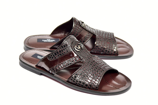 Corrente Calfskin Sandal - Burgundy