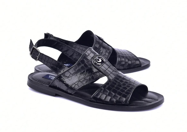 Corrente Calfskin Sandal - Black