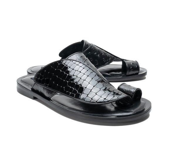 Corrente Printed Calfskin Sandal - Black