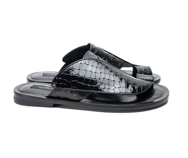 Corrente Printed Calfskin Sandal - Black