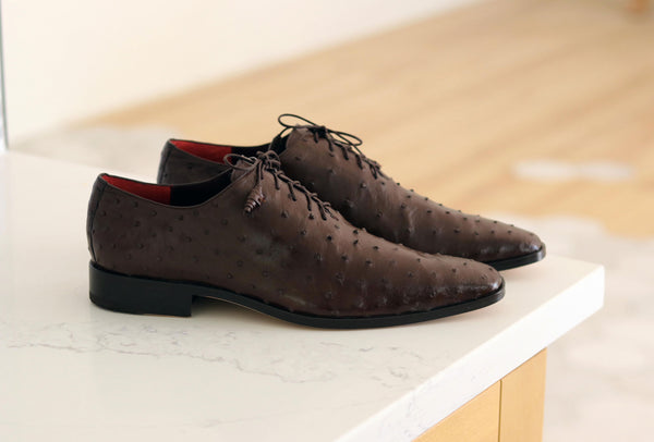 Pelle Exotics Ostrich Quill Oxford - Brown