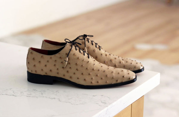 Pelle Exotics Ostrich Quill Oxford - Taupe