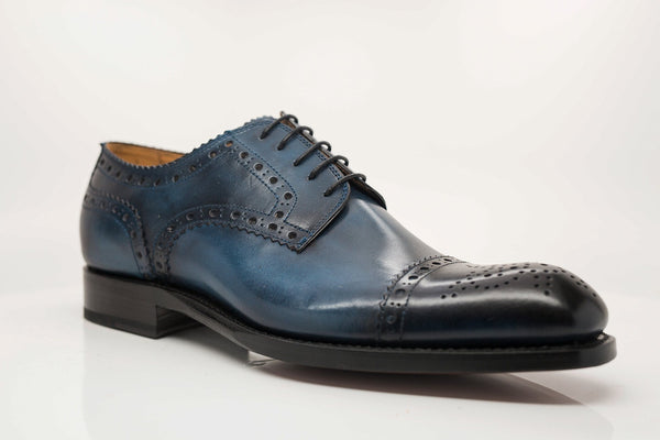 Ugo Vasare Burnished Calfskin Oxford - Blue