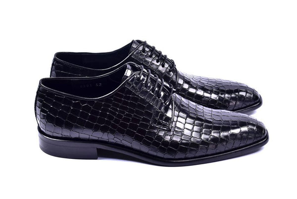 Corrente Crocodile Calfskin Oxford - Black