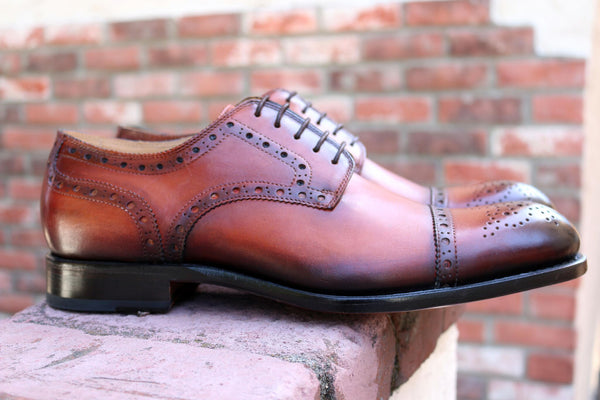 Ugo Vasare Burnished Calfskin Oxford - Caramel