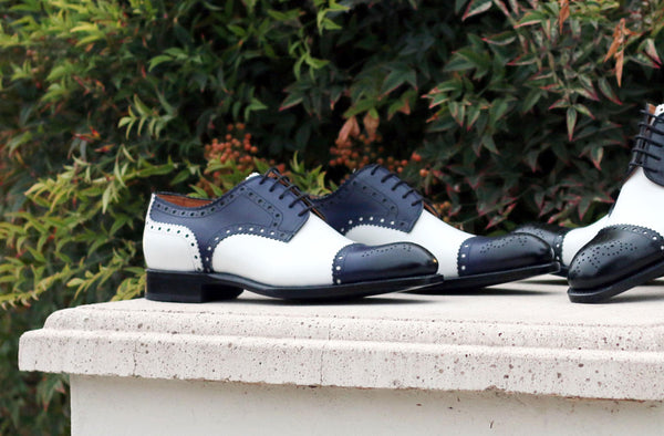Ugo Vasare Oxford Calfskin Shoes - Blue/White