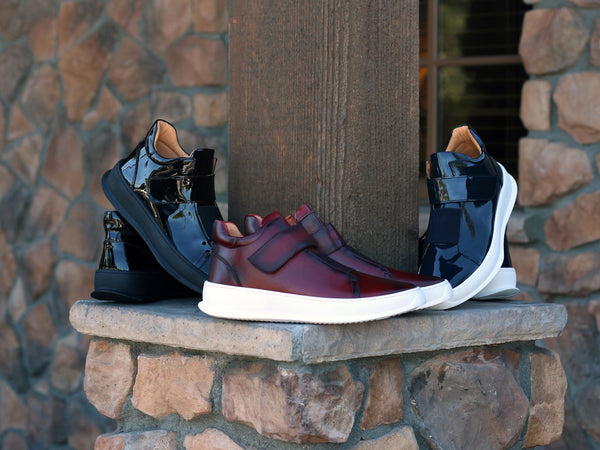 Carrucci High Top Calfskin Sneaker - Navy